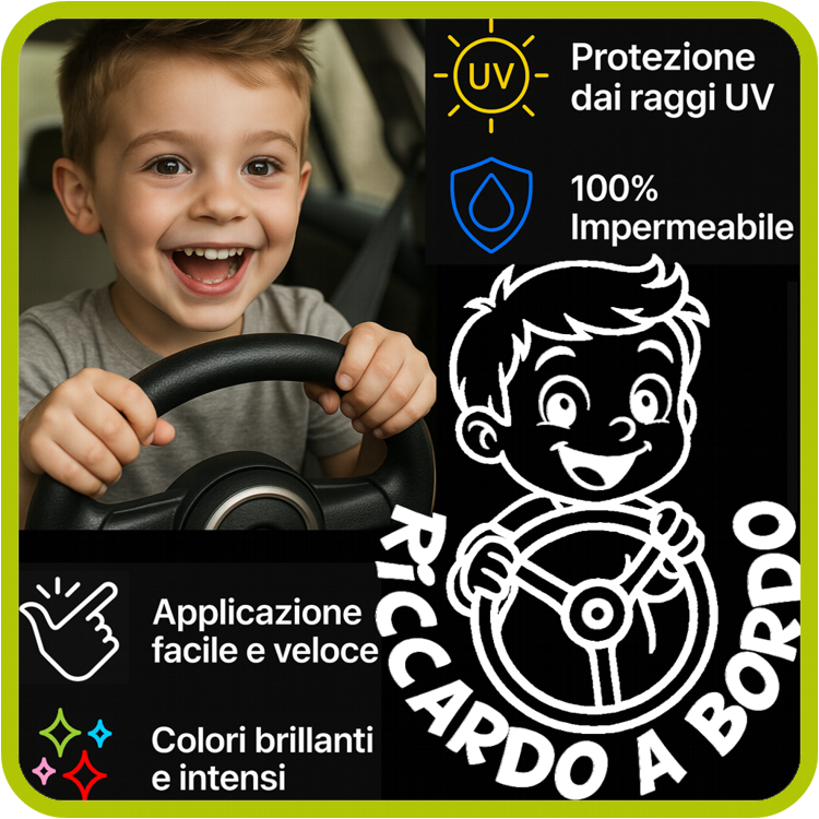 Adesivo auto personalizzato con nome per bimbo